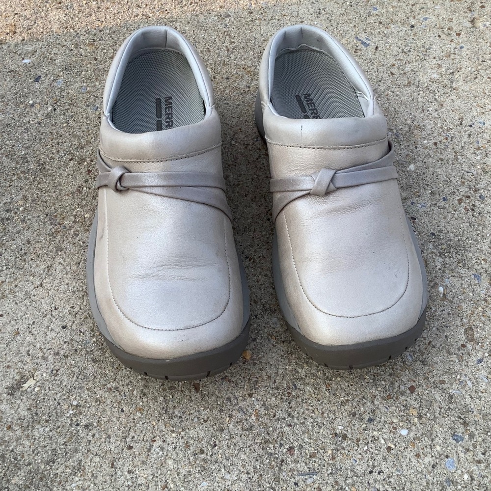 Merrell Aluminum Leather Clogs Womens 7.5 Slip On Performance Shoes J61942 Gray - Picture 3 of 12